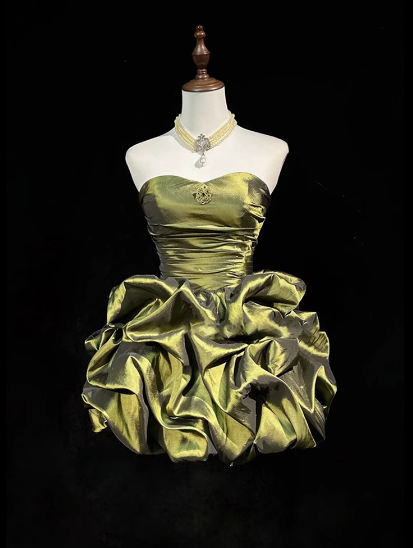 Robe de cocktail courte en taffetas, coupe trapèze, sans bretelles, élégante, robe de soirée Hoco DP2280