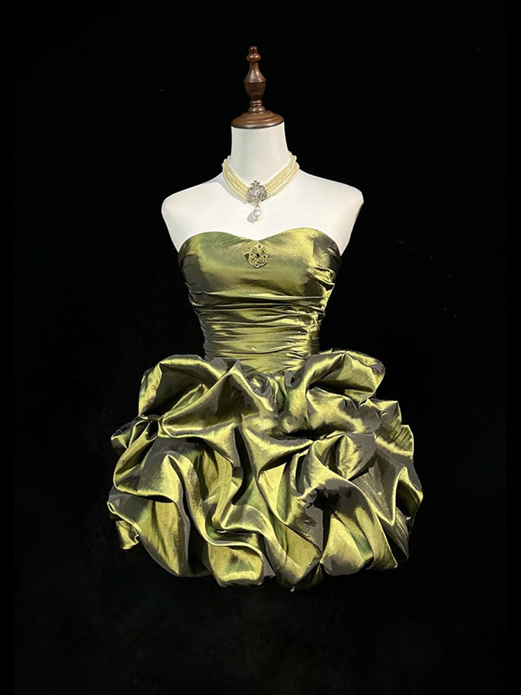 Robe de cocktail courte en taffetas, coupe trapèze, sans bretelles, élégante, robe de soirée Hoco DP2280
