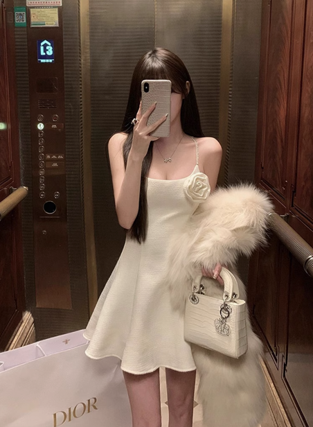 Sexy A line Spaghetti Straps White Satin Short Homecoming Dress Summer Hoco Dresses Cocktail Dress Birthday Outfits DP2287