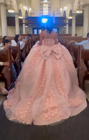 Modest Ball Gown Sweetheart Neck Blush Pink Tulle Applique Long Quinceanera Dress Formal Gowns Vestido De 15 Anos Sweet 16 Dress DP2756