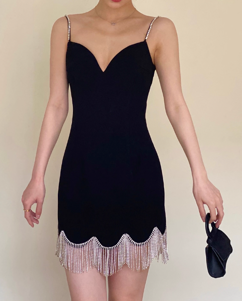 Fashion Sheath Spaghetti Strap Homecoming Dress Tassel Beaded Short Birthday Dress Elegant Party Dress DP2810