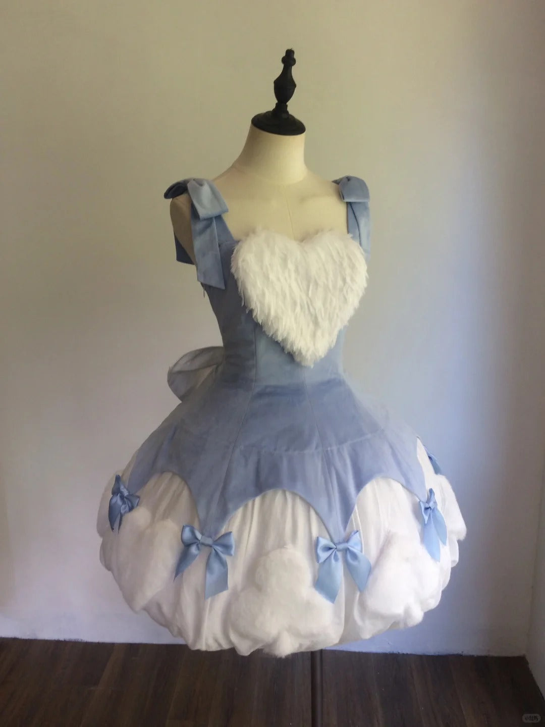Vintage Ball Gown Blue Velvet Spaghetti Straps Short Lolita Outfits 18th Birthday Dress Mini Cute Lolita Dress DP2898