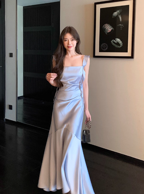 Robe de bal courte à bretelles spaghetti, gris argenté, robe de soirée courte, robe de bal Hoco DH2684
