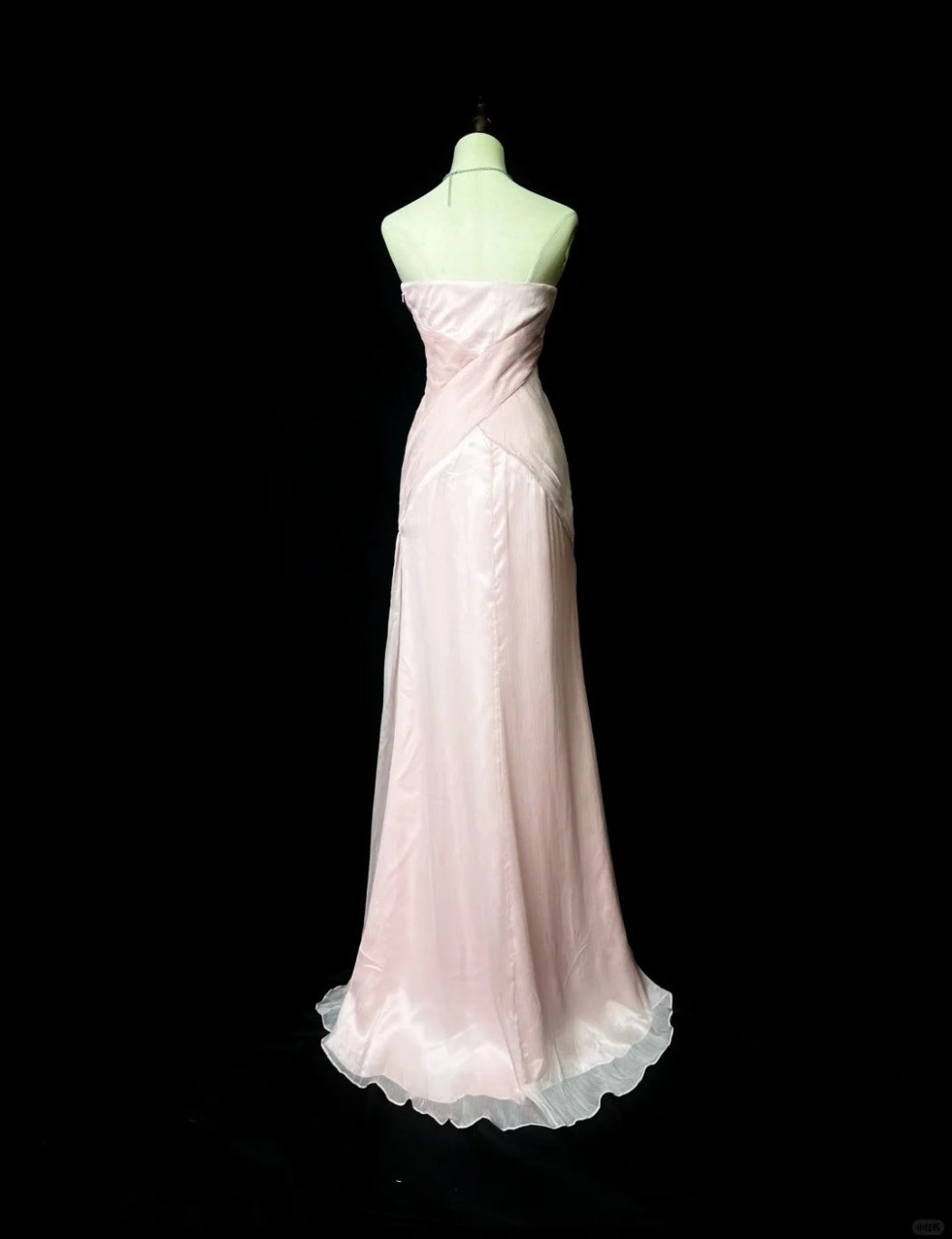 Elegant Strapless Sheath Prom Dress Vintage Chiffon Pink Formal Evening Dress DP2935