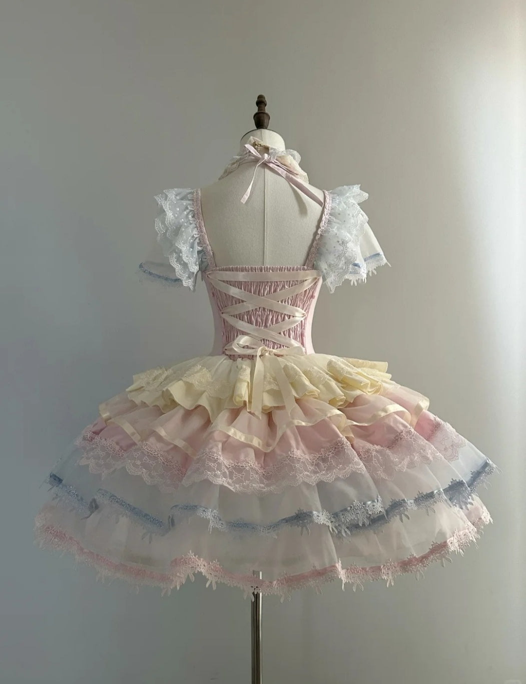 Vintage Square Neck Ball Gown Lace Tulle Short Lolita Dress Cute 18th Birthday Outfit DP2943