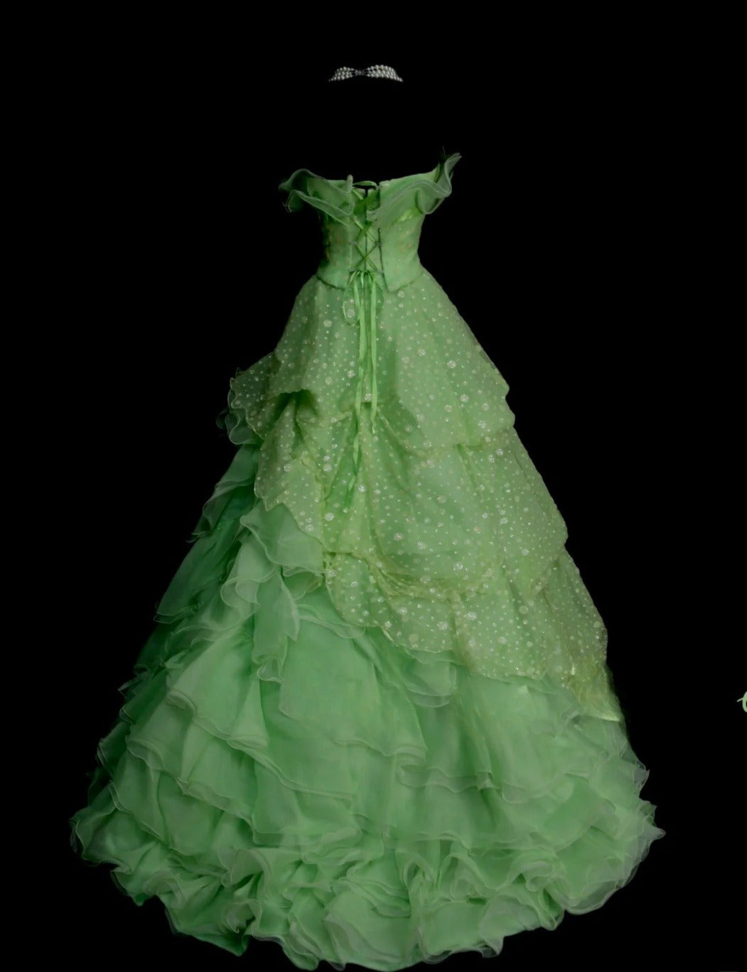 Cute Green Ball Gown Spaghetti Strap Quinceanera Dress Tulle Sweet 16 Dress DP2945