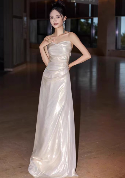 Sexy Sheath Strapless Evening Gowns Tulle Party Dress Fairy Prom Dresses DP2960