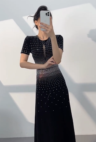 Elegant Black Jewel Sheath Mother of the Bride Dress Satin Beaded Formal Evening Gown DP2961