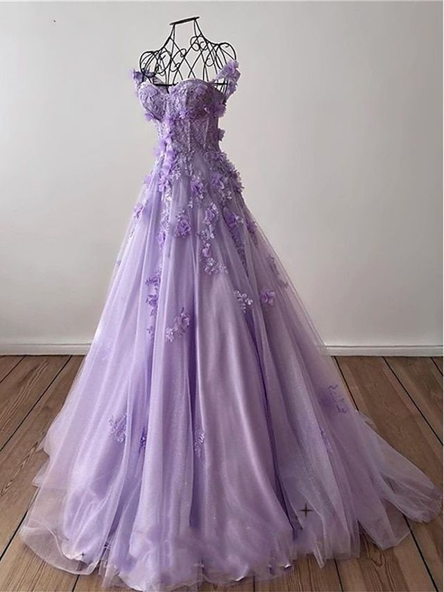 Sexy A-Line Prom Dresses Elegant Dress Formal Sweep/Brush Train Sleeveless Sweetheart Tulle with Pleats Sequin Appliques DP305