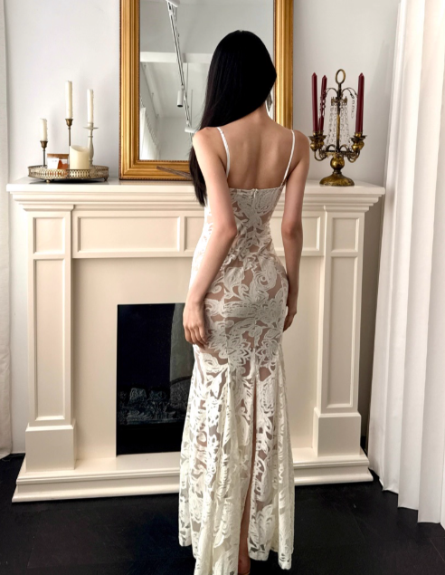 Elegant Spaghetti Straps Mermaid Tulle Long Prom Dresses, Apricot Evening Dresses DP3108