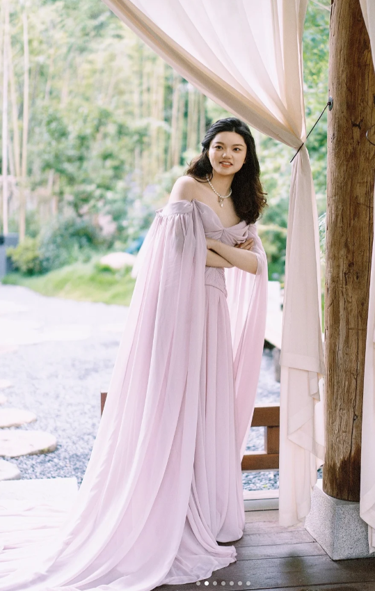 Elegant Off-the-Shoulder Sheath Chiffon Long Prom Dresses, Light Pink Formal Evening Dresses DP3120