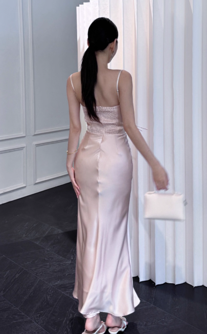 Elegant Sheath Satin Long Prom Dresses,Pink Formal Evening Dresses DP3148