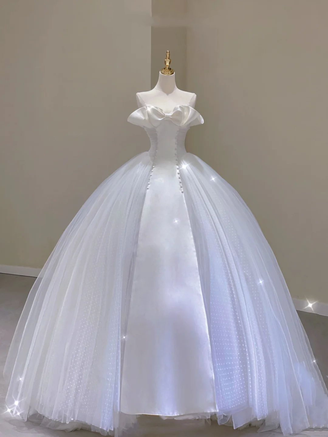 Robe de mariée longue en satin blanc, robe de bal unique, sans bretelles, DP317