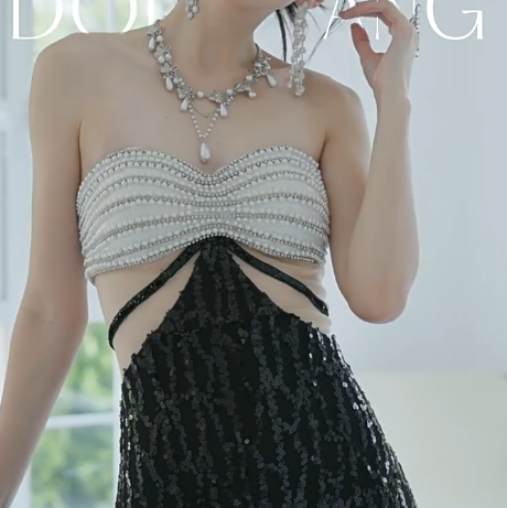 Sexy Strapless Mermaid Long Evening Dresses Beaded Sequin Party Dresses Black Prom Dresses DP3306