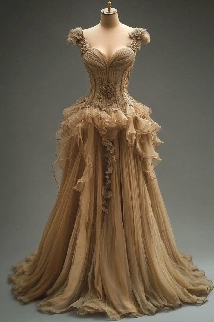 Gorgeous Sweetheart Neck Sheath Long Prom Dresses Tulle Champagne Quinceanera Dresses Sweet 16 Dresses DP3731