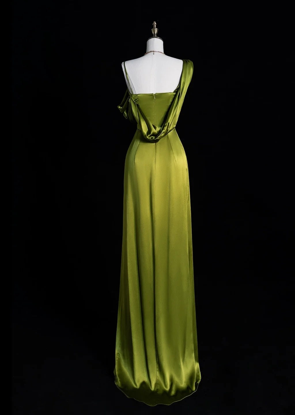 Simple Sheath Long Prom Dresses Satin Green Evening Gown DP3783