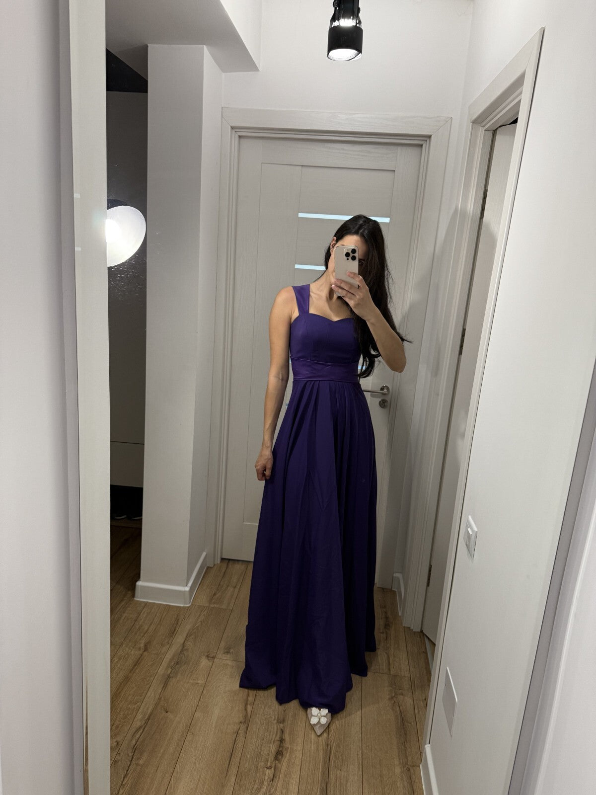 Elegant Sheath Long Prom Dresses, Chiffon Dark Purple Evening Dresses, Sleeveless Wedding Guest Dresses DP3787