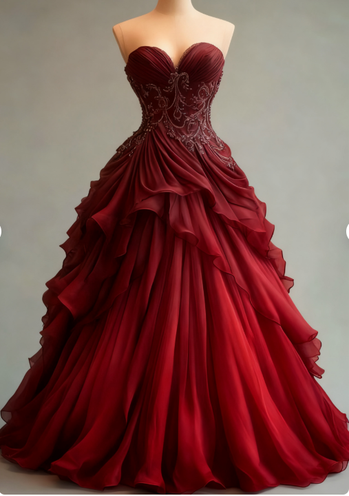 Elegant A-line Burgundy Long Prom Dresses Burgundy Birthday Dresses Tulle Applique Sleeveless Evening Dresses DP3920