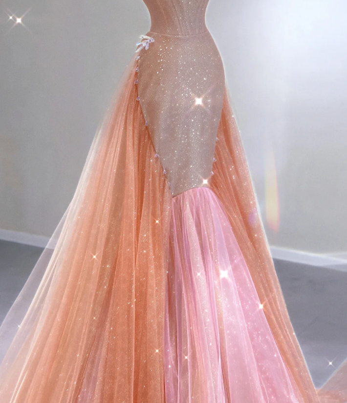 Classy Mermaid Strapless Sequin Long Pink Prom Dresses Graduation Dress High School Classy Evening Dresses DP402