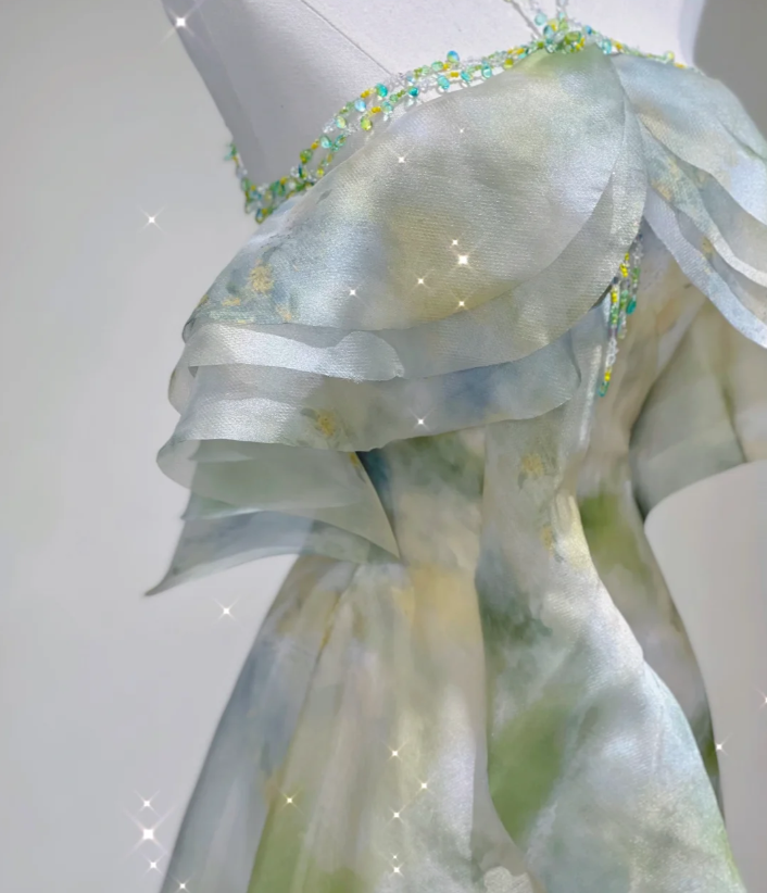 Edles A-Linie Neckholder Ärmelloses Chiffon High School Abendkleid Langes Grünes Ballkleid DP427