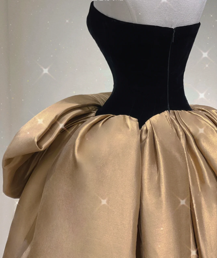 Modest Ball Gown Strapless Black Long Prom Dresses High School Outfits Graduation Dress Evening Dresses DP430