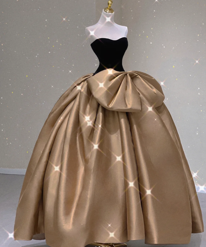 Modest Ball Gown Strapless Black Long Prom Dresses High School Outfits Graduation Dress Evening Dresses DP430