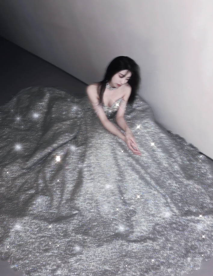Pretty Ball Gown Strapless Sequin Long Silver Prom Dresses Sparkly Evening Dresses DP451