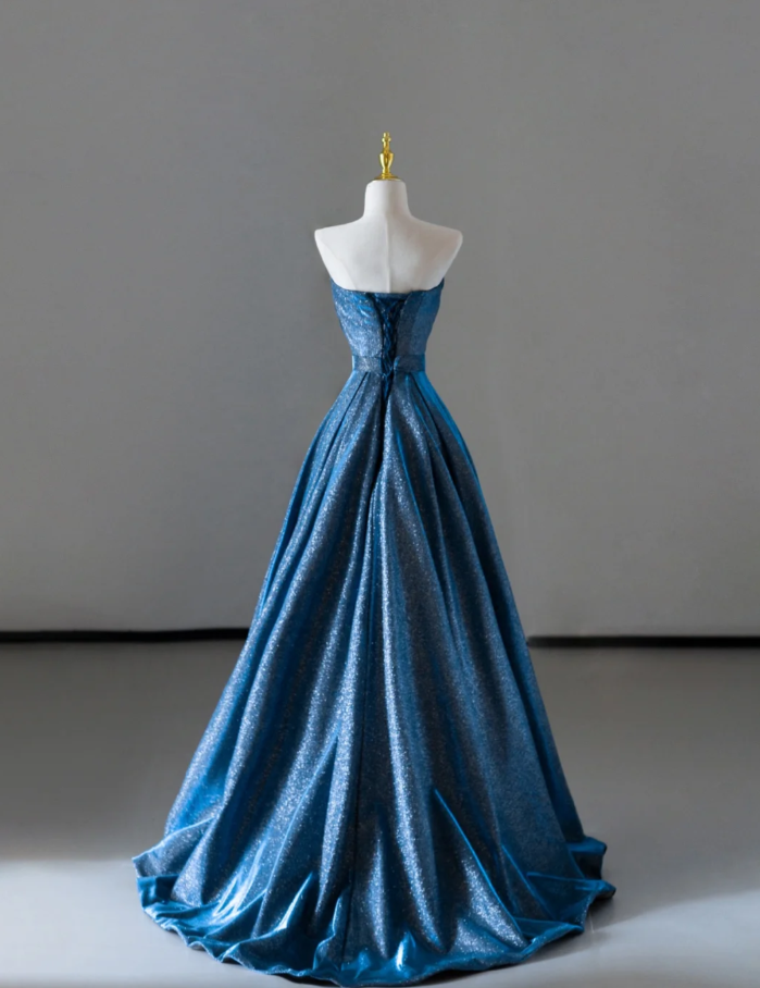 Fairy-tale A Line Sweetheart Blue Sequin Long Prom Dresses Evening Dresses DP512
