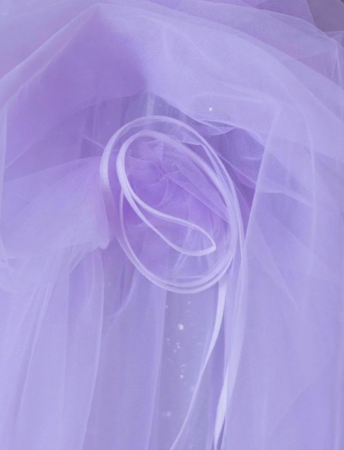 Pretty A Line Straps Lilac Tulle l Sleeveless Long Prom Dresses Evening Dresses DP527