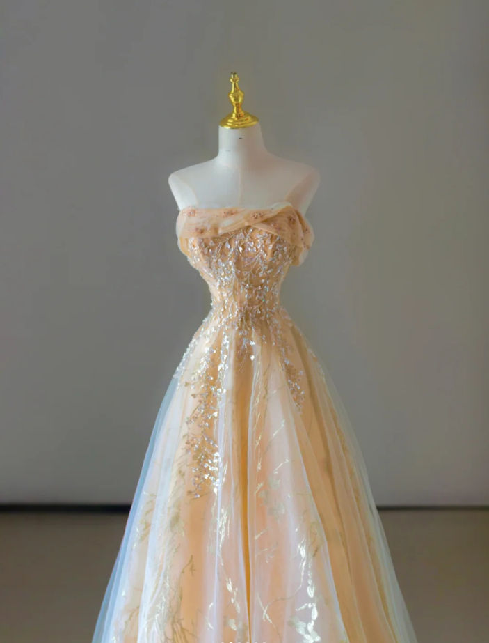 Gorgeous A Line Sweetheart Sleeveless Sequin Long Prom Dresses Graduation Dresses DP528