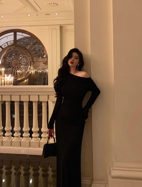 Elegant Mermaid Black Long Sleeves 18th Birthday Dress Party Gown Birthday Outfits Birthday Dress Ideas For Women DP574