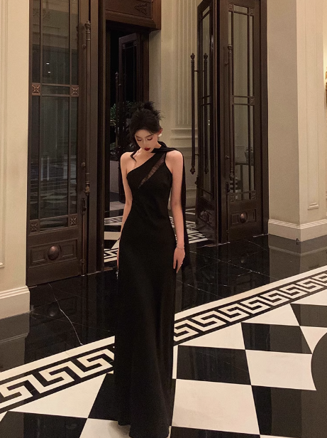 Elegant A Line One Shoulder Black 18th Birthday Dress Party Gown Birthday Outfits Birthday Dress Ideas For Women DP608