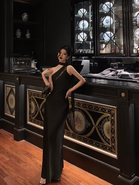 Elegant A Line One Shoulder Black 18th Birthday Dress Party Gown Birthday Outfits Birthday Dress Ideas For Women DP608