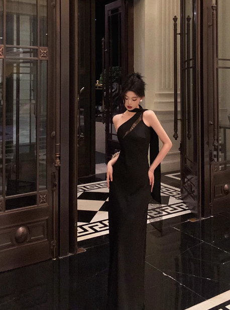 Elegant A Line One Shoulder Black 18th Birthday Dress Party Gown Birthday Outfits Birthday Dress Ideas For Women DP608