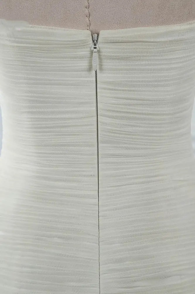 Robe de mariée ivoire chic sans bretelles, décolleté en cœur, volants, tulle, sans manches, avec plumes, DP615