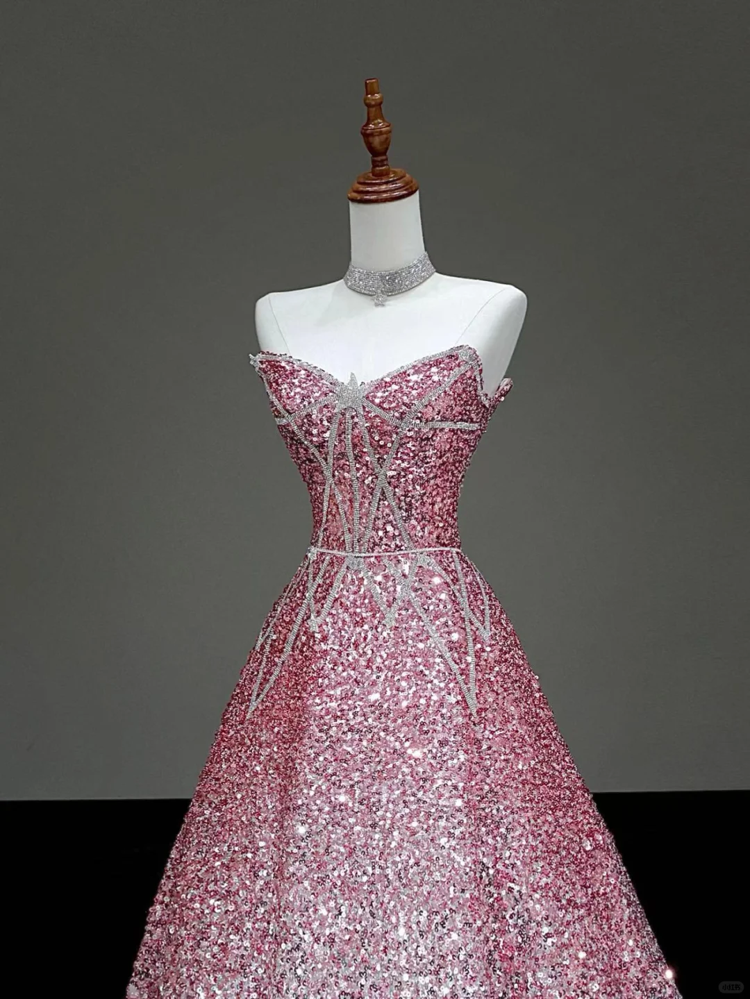 Fairy-tale Ball Gown Sweetheart Sequin Pink Silver Long Prom Dresses Evening Dresses DP640