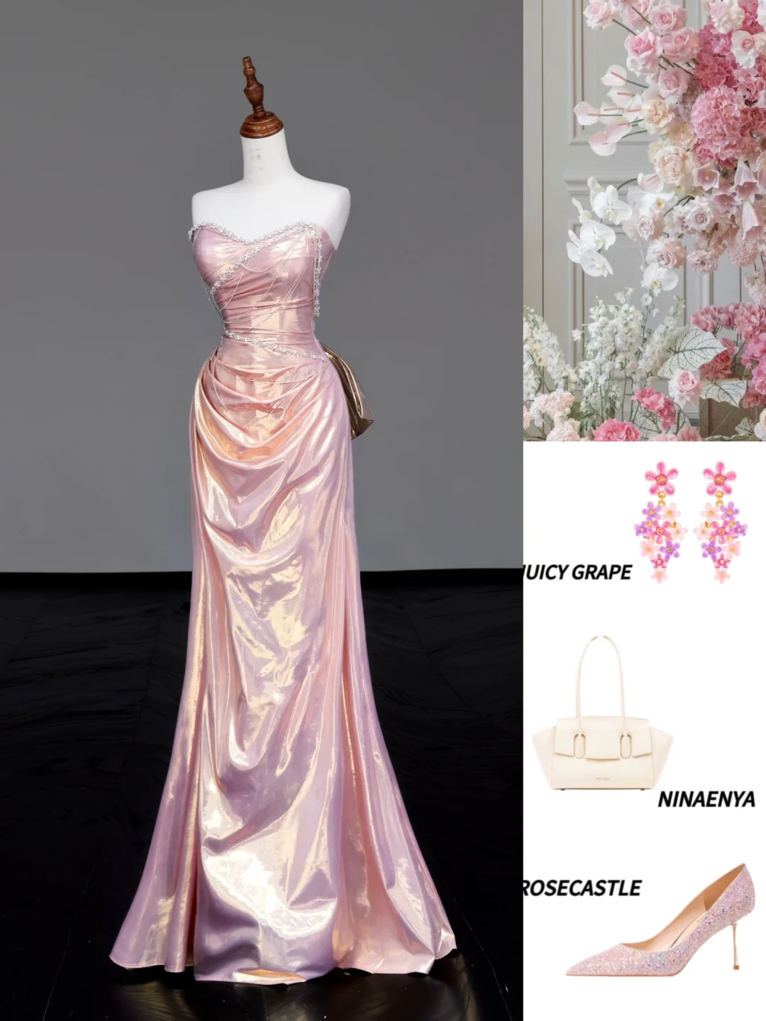 Gorgeous Mermaid Sweetheart Pink Sequin Long Prom Dresses Graduation Dresses DP680