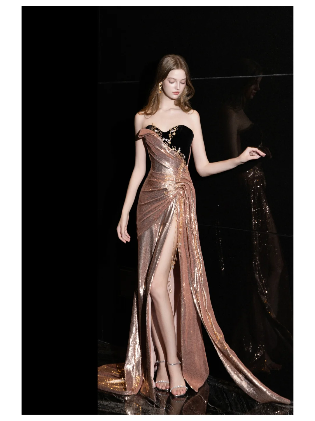 Gorgeous Sheath Sweetheart Sequin Pink Long Prom Dress Party Dress Graduation Dresses DP701
