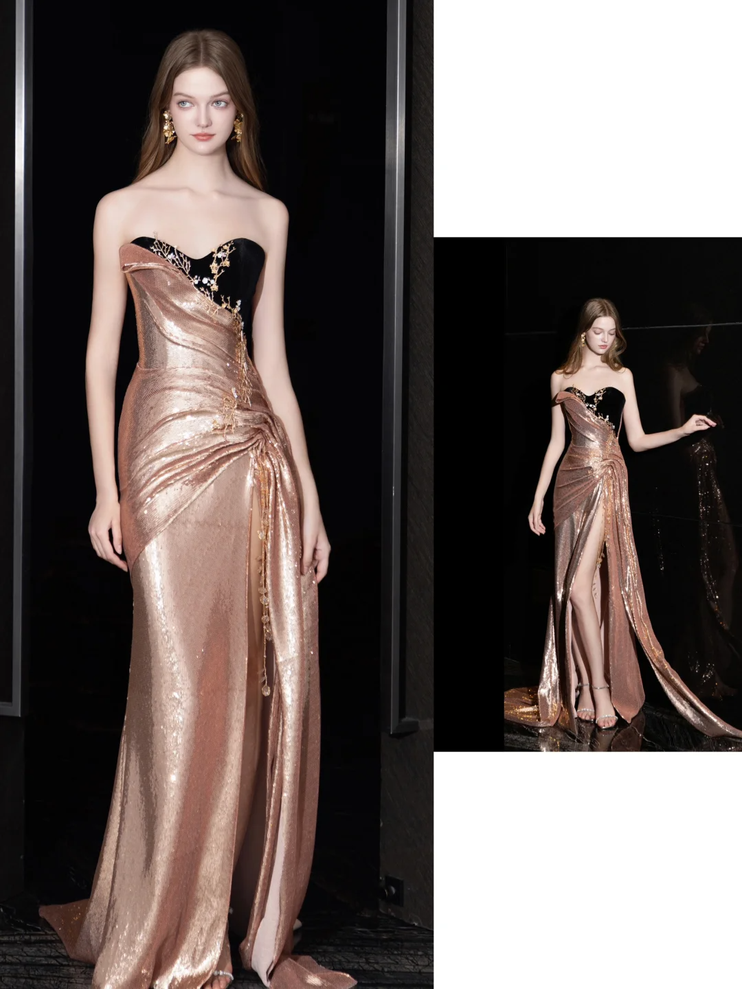 Gorgeous Sheath Sweetheart Sequin Pink Long Prom Dress Party Dress Graduation Dresses DP701