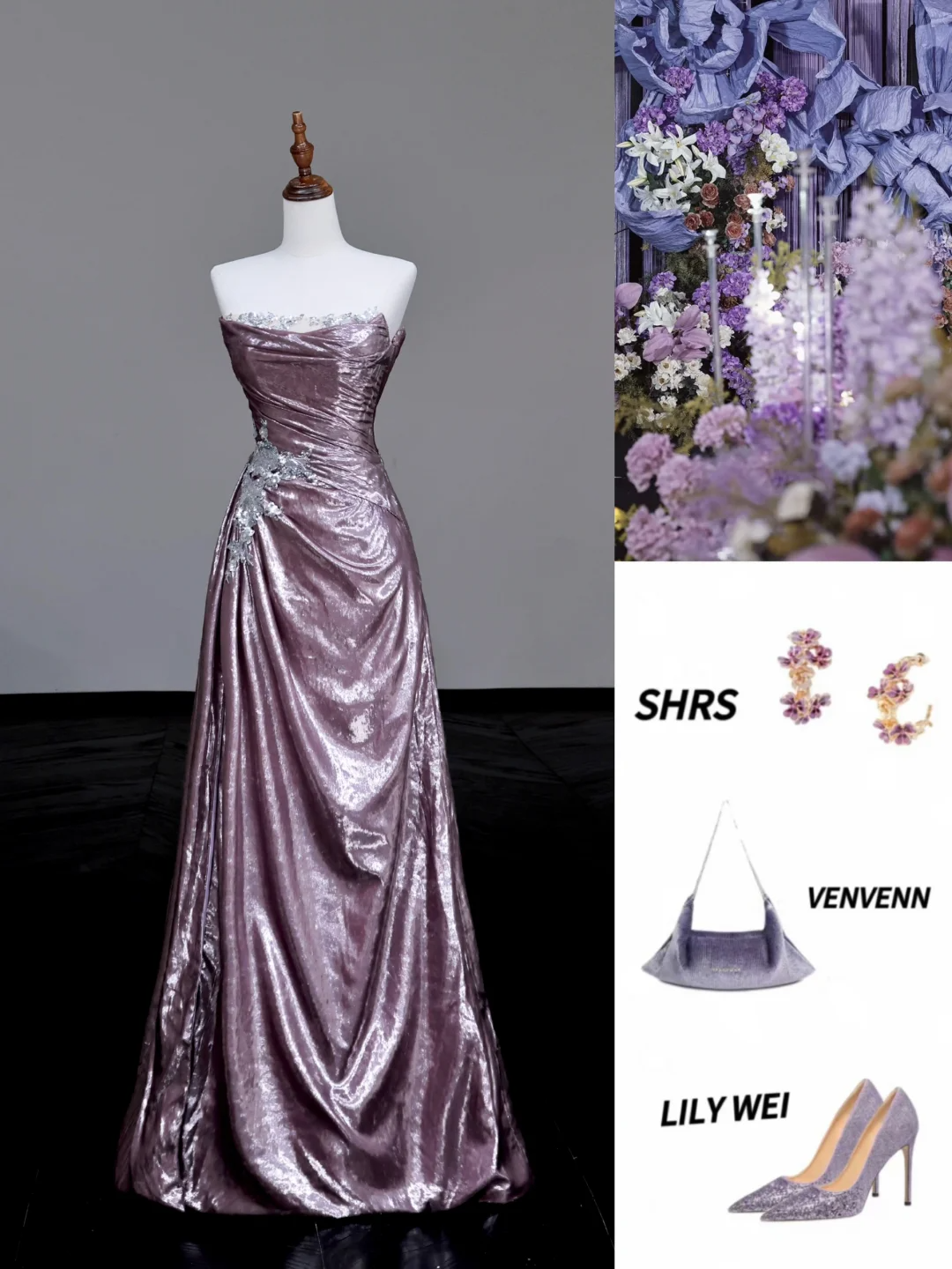 Gorgeous A Line Strapless Sequin Lilac Long Prom Dress Party Dress Graduation Dresses DP717