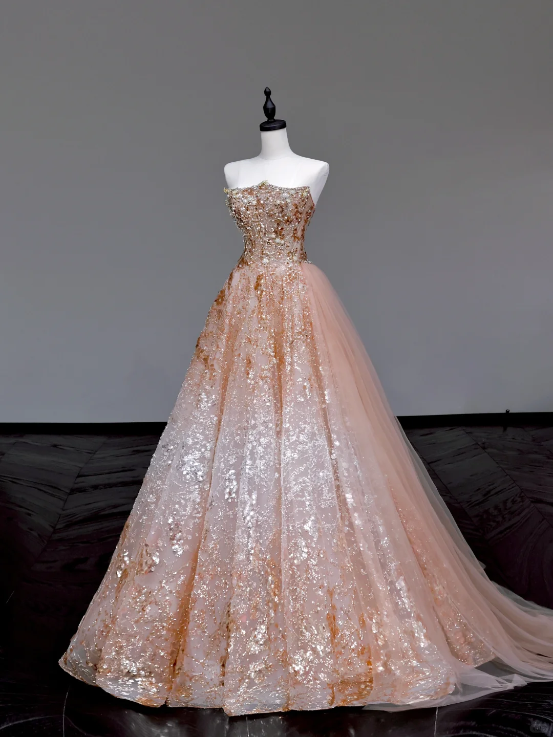 Gorgeous Ball Gown Strapless Sequin Long Prom Dress Party Dress Graduation Dresses DP718