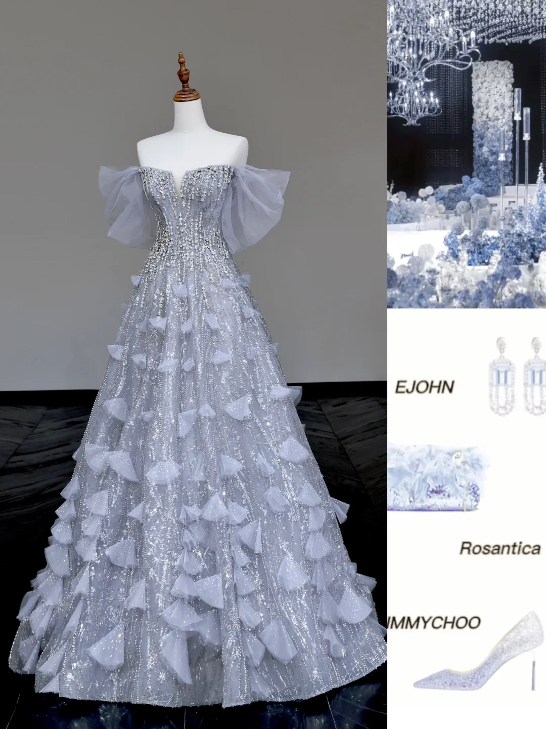 Gorgeous Ball Gown Off The Shoulder Silver Gray Sequin Long Prom Dresses Graduation Dresses DP721