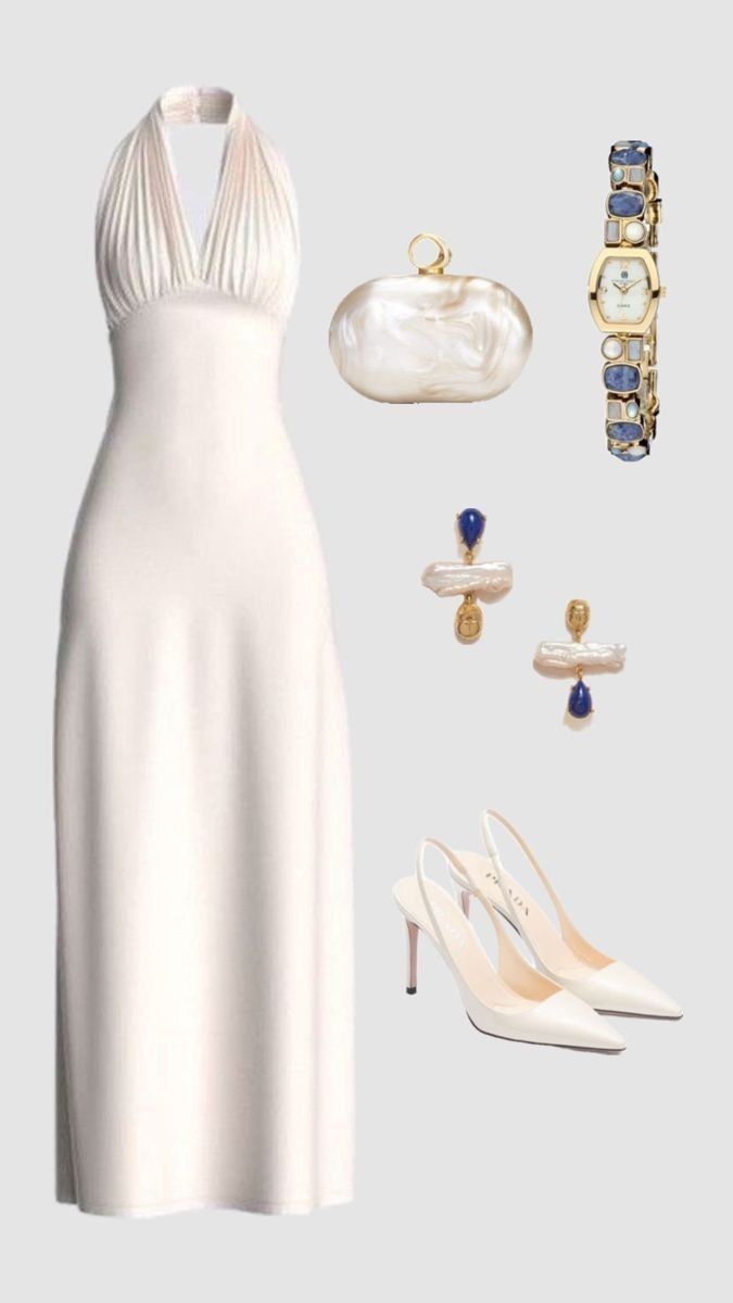 Superbe robe de bal blanche à col licou, coupe trapèze, tenue d'invitée de mariage d'été formelle, DP770