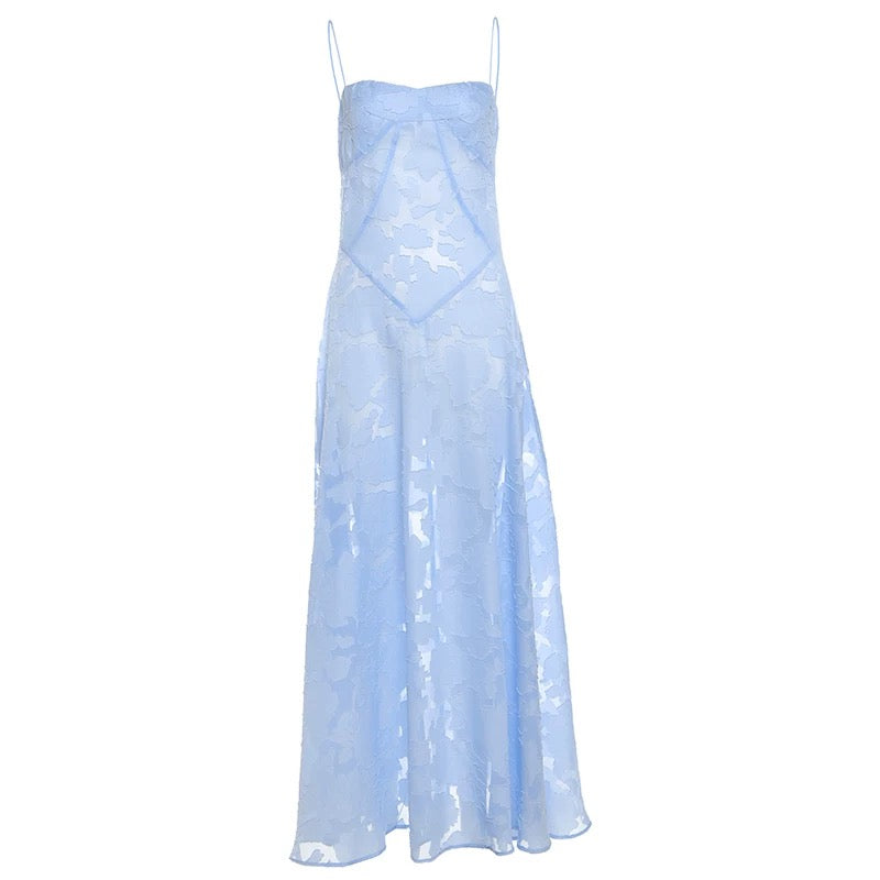 Wunderschöne A-Linie Träger Hellhimmelblau Spitze Ballkleider Formale Sommer Hochzeitsgastkleider Hochzeitsgast-Outfits DP776