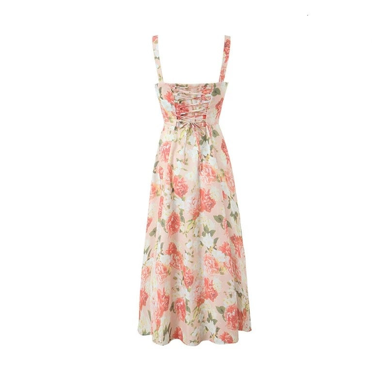 Elegant Wedding Guest Outfit Ball Gown Pink Floral Formal Night Dresses Summer Tea Length Wedding Guest Dresses DP783