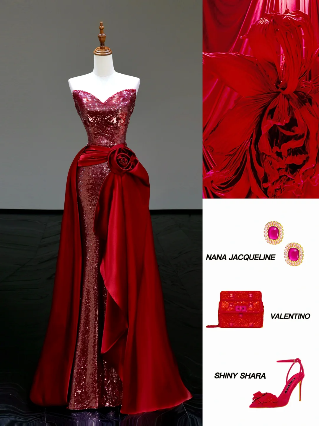 Gorgeous Sheath Sweetheart Sequin Red Long Prom Dress Party Dress Graduation Dresses DP800
