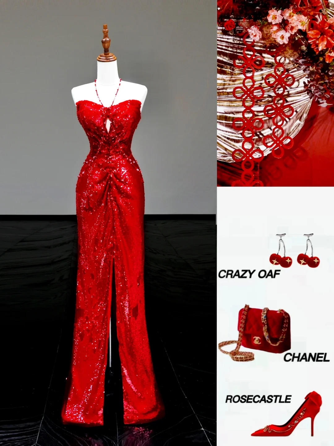 Gorgeous Sheath Sweetheart Sequin Red Slit Long Prom Dress Party Dress Graduation Dresses DP802