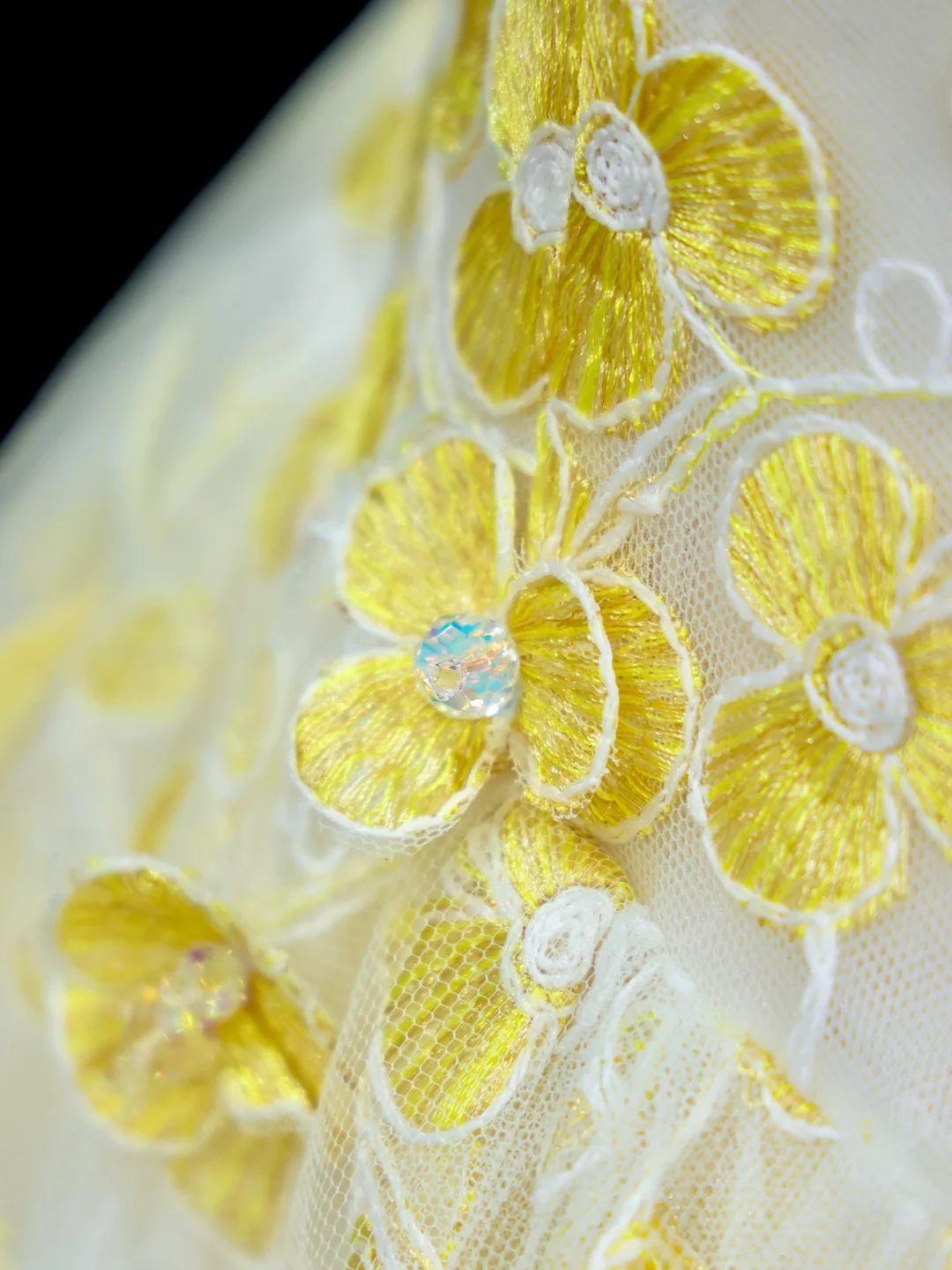 Stunning Ball Gown Sweetheart Yellow Tulle Floral Long Prom Dress Party Dress Graduation Dresses DP806