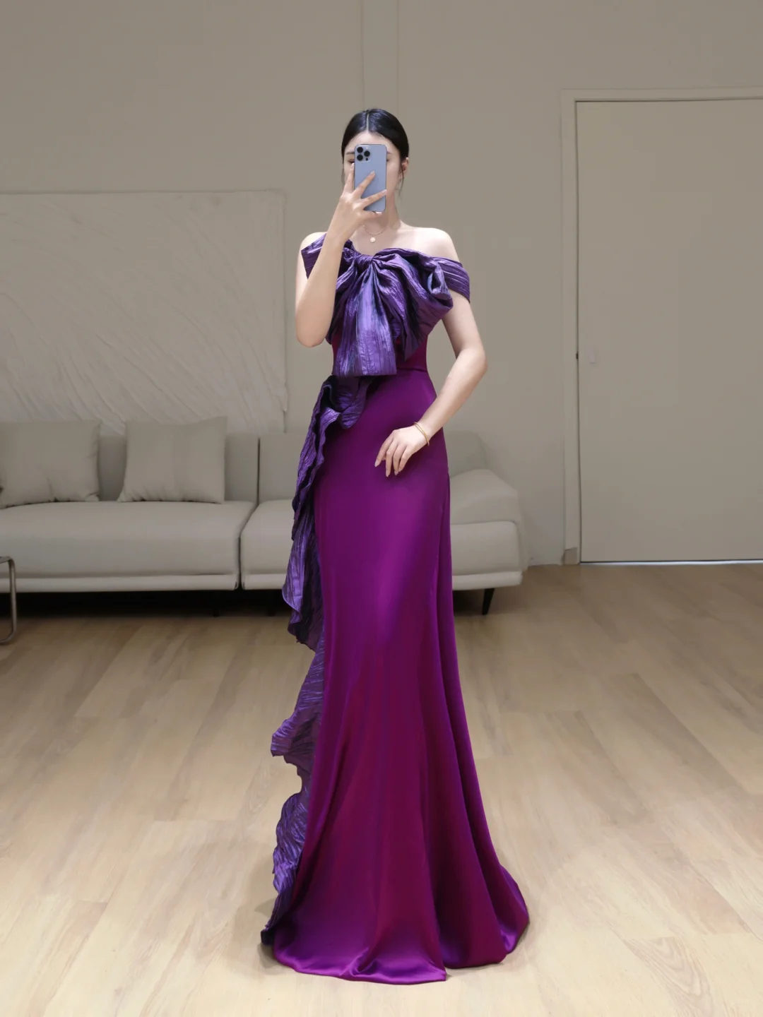 Gorgeous Mermaid Off The Shoulder Grape Satin Long Prom Dress Party Dress Graduation Dresses DP809