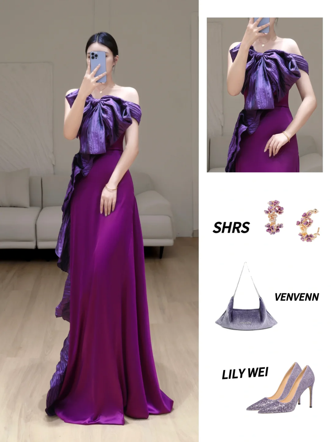 Gorgeous Mermaid Off The Shoulder Grape Satin Long Prom Dress Party Dress Graduation Dresses DP809